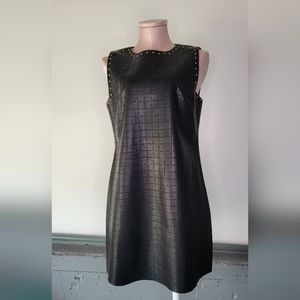 Dex faux black leather weave dress